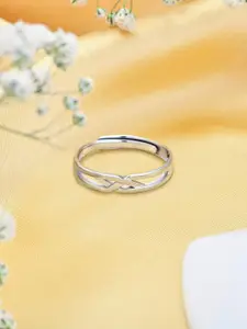 Zavya Men Rhodium-Plated 925 Sterling Silver Finger Ring