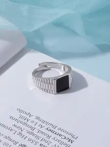 Zavya Men Rhodium-Plated 925 Sterling Silver Finger Ring