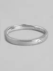 Zavya Men Rhodium-Plated 925 Sterling Silver Finger Ring