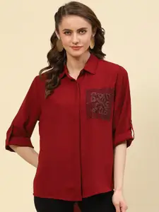 Monte Carlo Roll-Up Sleeves Shirt Style Top