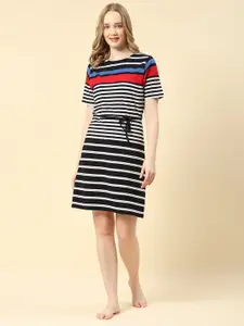 Monte Carlo Striped Cotton T-shirt Dress With Belt
