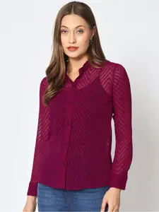 CHARMGAL Classic Slim Fit Self Design Casual Shirt