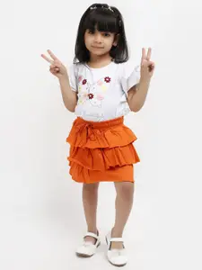 V-Mart Girls Printed Top With Skirt