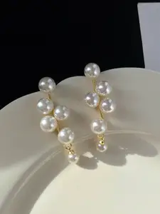 Jewels Galaxy Gold Plated Pearl Drop Earrings