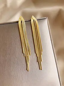 Jewels Galaxy Gold-Plated Contemporary Chain Tassel Drop Earrings
