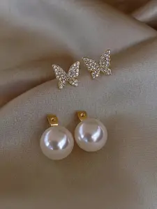 Jewels Galaxy Gold Plated American Diamond Drop Earrings