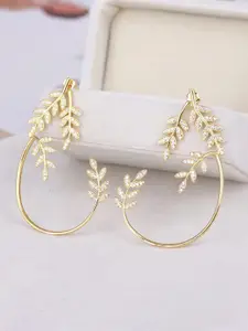Jewels Galaxy Gold-Plated Contemporary Leaf Theme Ear Cuffs