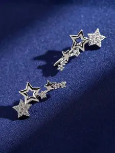 Jewels Galaxy Silver-Plated Star Shaped Studs Earrings