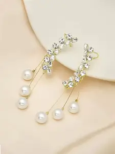 Jewels Galaxy Gold-Plated American diamonds Contemporary Drop Earrings