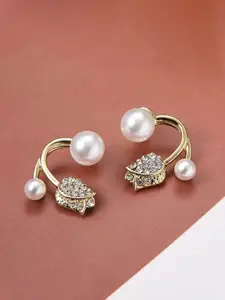 Jewels Galaxy Gold-Plated Stone-Studded Jacket Studs Earrings