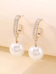 Jewels Galaxy Gold-Plated American Diamonds Contemporary Drop Earrings