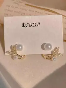 Jewels Galaxy Gold-Plated Contemporary Studs Earrings