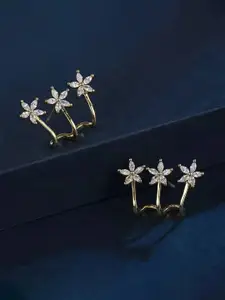 Jewels Galaxy Gold-Plated Contemporary Triple Stars Ear Cuffs