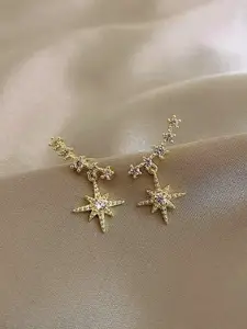 Jewels Galaxy Gold-Plated Stone-Studded Drop Earrings