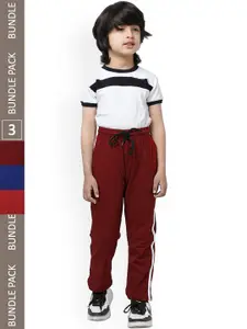 IndiWeaves Boys Pack Of 3 Pure Cotton Track Pants