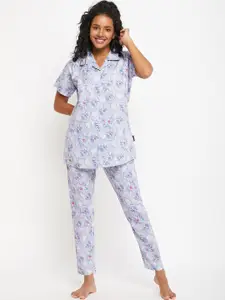 FirstKrush Floral Printed Pure Cotton Night Suit