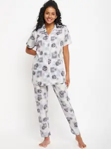 FirstKrush Geometric Printed Pure Cotton Night Suit