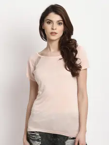 RARE Peach Round Neck Extended Sleeves Top