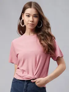 Marie Claire Solid Round Neck T-shirt