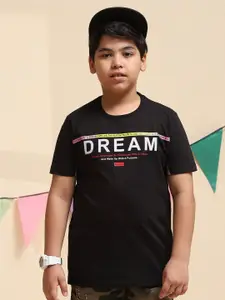 Monte Carlo Boys Typography Printed Casual Knitted Pure Cotton T-shirt