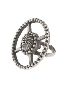 Infuzze Silver-Plated Oxidized Adjustable Finger Ring