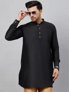 VASTRAMAY Mandarin Collar Silk Blend Straight Short Kurta