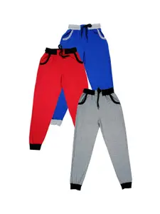 IndiWeaves Boys Pack Of 3 Mid-Rise Pure Cotton Joggers