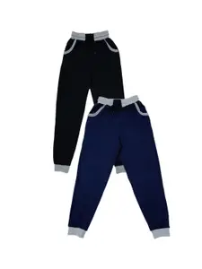 IndiWeaves Boys Pack Of 2 Mid-Rise Pure Cotton Joggers