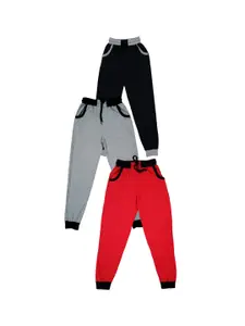 IndiWeaves Boys  Pack Of 3 Mid-Rise Pure Cotton Joggers