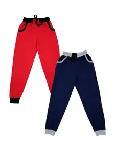 IndiWeaves Boys Pack Of 2 Mid-Rise Pure Cotton Joggers