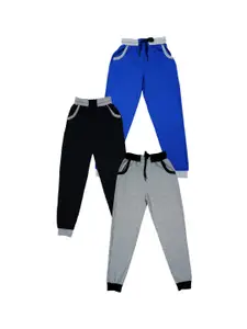 IndiWeaves Boys Pack Of 3 Mid-Rise Pure Cotton Joggers