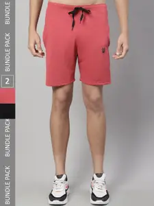 VIMAL JONNEY Men Pack Of 2 Mid Rise Cotton Sports Shorts