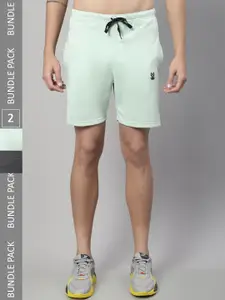 VIMAL JONNEY Men Pack Of 2 Mid Rise Cotton Sports Shorts