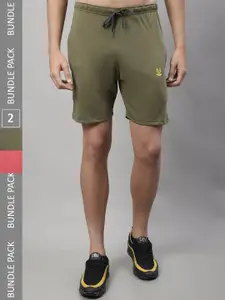 MACK JONNEY Men Pack Of 2 Mid-Rise Cotton Sports Shorts