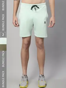 MACK JONNEY Men Pack Of 2 Mid Rise Cotton Sports Shorts