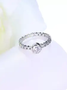 MYKI Women Silver-Plated CZ-Studded Finger Ring