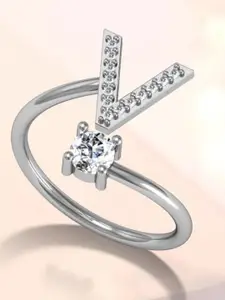 MYKI Silver-Plated CZ-Studded Finger Ring