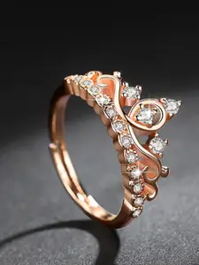 MYKI Rose Gold-Plated Cubic Zirconia-Studded Ring