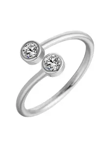 MYKI Silver-Plated CZ-Studded Adjustable Ring