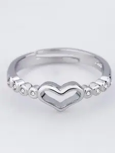 MYKI Silver-Plated CZ-Studded Adjustable Ring