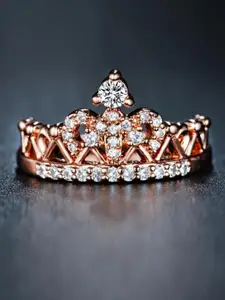MYKI Rose Gold-Plated CZ-Studded Finger Ring