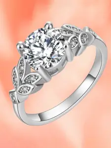MYKI Silver-Plated CZ-Studded Finger Ring