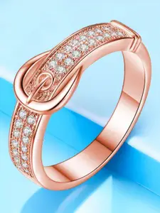 MYKI Rose Gold-Plated CZ-Studded Finger Ring