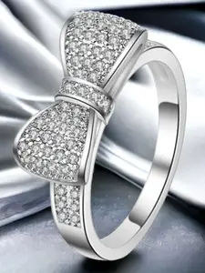 MYKI Silver-Plated CZ-Studded Finger Ring