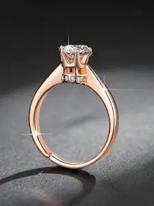 MYKI Gold-Plated CZ-Studded Adjustable Finger Ring