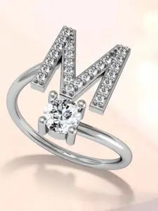 MYKI Women Silver-Plated CZ-Studded Adjustable Finger Ring