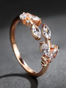 MYKI Rose Gold-Plated CZ-Studded Finger Ring