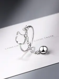 MYKI Silver-Plated Kitty Shape Ring