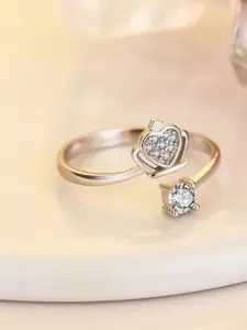 MYKI Sizzling Silver-Plated  Cubic Zirconia-Studded Princess Crown Ring