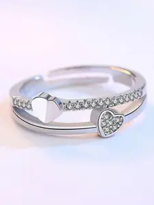 MYKI Women Silver-Plated CZ-Studded Finger Ring